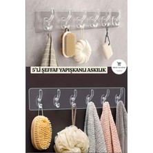 Trend Ak Home Şeffaf Duvar Askısı 5'li Iz Bırakmayan Güçlü Yapışkanlı Banyo Mutfak Düzenleyici Kanca Askılık