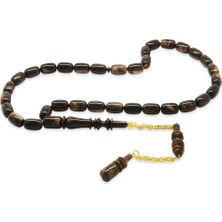 Tesbihname Altın Renk 925 Ayar Gümüş Püskül Imamesı Usta Işçilikli Kapsül Kesim Kahverengi Siyah Katalin Tesbih