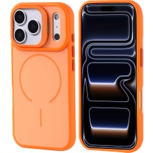 Mobicas Apple iPhone 17 Pro Max Uyumlu M-Safe Özellikli Kamera Standlı Notron Kapak Turuncu