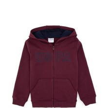 U.S. Polo Assn. Erkek Çocuk Bordo Kapüşonlu Sweatshirt %85 Pamuk Regular Fit Günlük Kullanım İçin