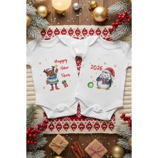 Messido 2'li Yılbaşı Temalı Baskılı Bebek Body Seti (%100 Pamuk)