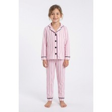 Kinderos Çizgili Düğmeli Çocuk Pijama Takımı - 26K 4021