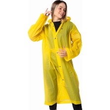 Dzc Kuzenler Avm Kadın Erkek Yağmurluk Kapüşonlu Çıtçıtlı Eva Yağmurluk Rüzgarlık Sarı