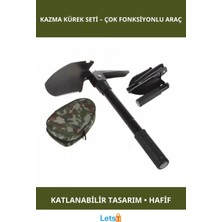 Letsii Katlanabilir Portatif Kazma Kürek Testere Seti Çanta ile