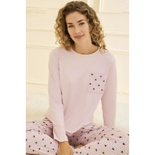 Remsa Kadın Kaşkorse Kumaş Taç Desen Pijama Takımı 70802 PEMBE03