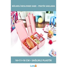 Letsii Çift Kapaklı Bölmeli Sağlık Dostu Plastik Beslenme Kabı 16X11X16CM