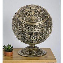Elifeshop Lüks Gül Motifli Metal Top Rüzgar Geçirmez Küllük Tütsülük Çok Fonksiyonlu Dekoratif Obje Biblo 12CM