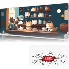 Urzuva Cat Cafe Harmony 2 90X40 4mm Kalınlık Premium Gaming Oyuncu Mousepad, Anti Slip Xxl Mouse Pad