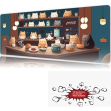 Urzuva Cat Cafe Harmony 90X40 4mm Kalınlık Premium Gaming Oyuncu Mousepad, Anti Slip Xxl Mouse Pad