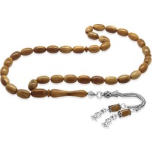 Tesbihname Kuka Tesbih - Kahverengi - 925 Ayar Gümüş 2 Li Kamçı Püsküllü - Kapsül Kesim