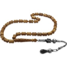 Tesbihname 1000 Ayar Gümüş Kazaz Püsküllü Imame Işçilikli Koyu Kahverengi Kuka Tesbih