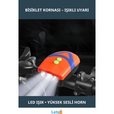 Letsii Su Geçirmez LED Işıklı Yüksek Sesli Bisiklet Kornası