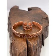 Rupen Kraft Ayarlanabilir %100 Saf Bakır Bileklik Bakır Yüzük Kombini El Yapımı Bileklik Yüzük