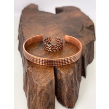 Rupen Kraft Ayarlanabilir ½100 Saf Bakır Bileklik Bakır Yüzük Kombini El Yapımı Bileklik Yüzük