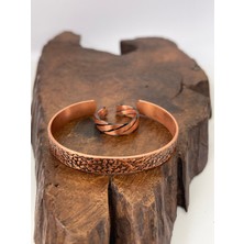 Rupen Kraft Ayarlanabilir %100 Saf Bakır Bileklik Bakır Yüzük Kombini El Yapımı Bileklik Yüzük