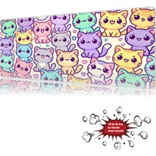 Urzuva Candy Cats 90X40 4mm Kalınlık Premium Gaming Oyuncu Mousepad, Anti Slip Xxl Mouse Pad