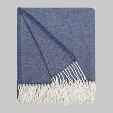 Sarev Noya %100 Yün Throw (Koltuk Battaniyesi) Mavi