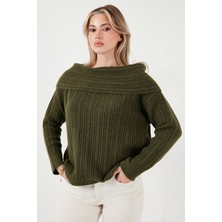 Lela Oversize Fit Madonna Yaka Triko Kazak Bayan Kazak 4615216