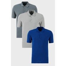 Buratti Pamuklu Regular Fit Düğmeli Polo Yaka 3'lü Paket T Shirt Erkek T Shirt 5902127S3