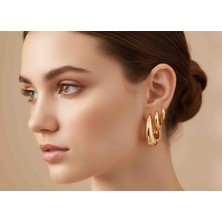 Merve's Aksesuar Trendsetter! Üçlü Boyutlarda Minimalist Çelik Küpe Seti