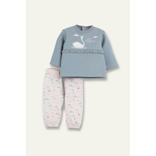 Zeyland Kız Bebek Fırfır Detaylı Swaetshirt ve Eşofman Altı Ikili Takım - Pembe
