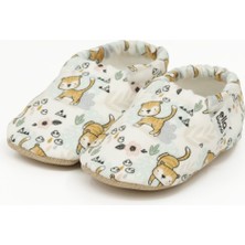 Ella Bonna Desenli Bebek Patiği, Kaydırmaz Taban, Organik Pamuk, Ev Kreş Ayakkabısı