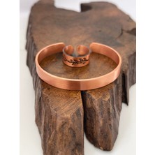 Rupen Kraft Ayarlanabilir %100 Saf Bakır Bileklik Bakır Yüzük Kombini El Yapımı Bileklik Yüzük