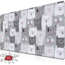 Urzuva Grey Whiskers 90X40 4mm Kalınlık Premium Gaming Oyuncu Mousepad, Anti Slip Xxl Mouse Pad