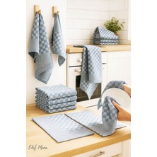 Elif Mira Kare Desenli Mutfak Kurulama Bezi Seti 10’lu 50X70 cm Casaline