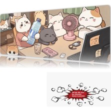 Urzuva Lazy Whiskers  90X40 4mm Kalınlık Premium Gaming Oyuncu Mousepad, Anti Slip Xxl Mouse Pad