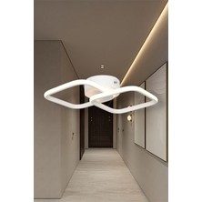 Ey Shop Modern Beyaz İkili Kare Model Tek Renk Günışığı LED Avize Antre Koridor Hol Oda