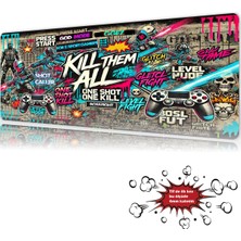 Urzuva Cyber Graffiti 90X40 4mm Kalınlık Premium Gaming Oyuncu Mousepad, Anti Slip Xxl Mouse Pad