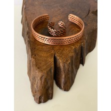 Rupen Kraft Ayarlanabilir %100 Saf Bakır Bileklik Bakır Yüzük Kombini El Yapımı Bileklik Yüzük