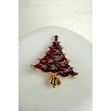 Modex Yılbaşı Özel Serpme Taş Detay Çam Ağacı Broş (6cm)