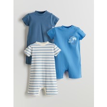 Lc Waikiki Yeni Sezon Bisiklet Yaka Erkek Bebek Penye Tulum 3'lü