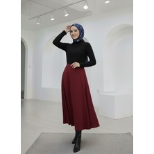 Miostil Çıma Detaylı Parçalı Etek-Bordo