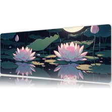 Urzuva Moon Lotus 70X30 3mm Kalınlık  Premium Gaming Oyuncu Mousepad, Anti Slip Xxl Mouse Pad