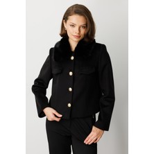 Ekol Yakası Kürklü Kısa Mont 6121-26K