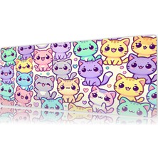 Urzuva Candy Cats 70X30 3mm Kalınlık Premium Gaming Oyuncu Mousepad, Anti Slip Xxl Mouse Pad