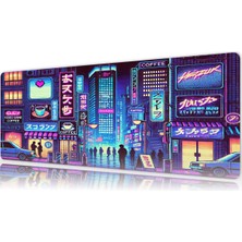 Urzuva Neon Tokyo Nights 70X30 3mm Kalınlık Premium Gaming Oyuncu Mousepad, Anti Slip Xxl Mouse Pad