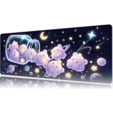 Urzuva Starry Bears  70X30 3mm Kalınlık Premium Gaming Oyuncu Mousepad, Anti Slip Xxl Mouse Pad