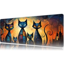 Urzuva Midnight Whiskers 70X30 3mm Kalınlık Premium Gaming Oyuncu Mousepad, Anti Slip Xxl Mouse Pad