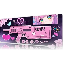 Urzuva Kawaii Blaster 70X30 3mm Kalınlık Premium Gaming Oyuncu Mousepad, Anti Slip Xxl Mouse Pad