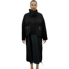AlanyaXXL Büyük Beden Düğmeli Kısa Ceketli Uzun Elbiseli Oversize Kadın Takım