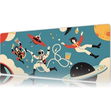 Urzuva Retro Space Crew 70X30 3mm Kalınlık Premium Gaming Oyuncu Mousepad, Anti Slip Xxl Mouse Pad