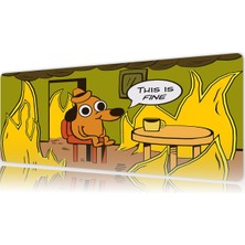 Urzuva This Is Fine 70X30 3mm Kalınlık Premium Gaming Oyuncu Mousepad, Anti Slip Xxl Mouse Pad
