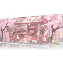 Urzuva Sakura Cafe 70X30 3mm Kalınlık Premium Gaming Oyuncu Mousepad, Anti Slip Xxl Mouse Pad