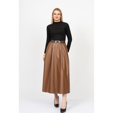 MissVina Leathercurve Belted Winter Skirt – 6827