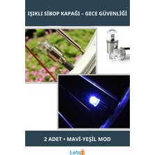 Letsii Işıklı Bisiklet Araba Sibop Kapağı 2 Adet Mavi Yeşil