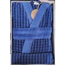 Özdilek Circolare Lacivert Bornoz Seti (1 Bornoz + 1 Havlu)